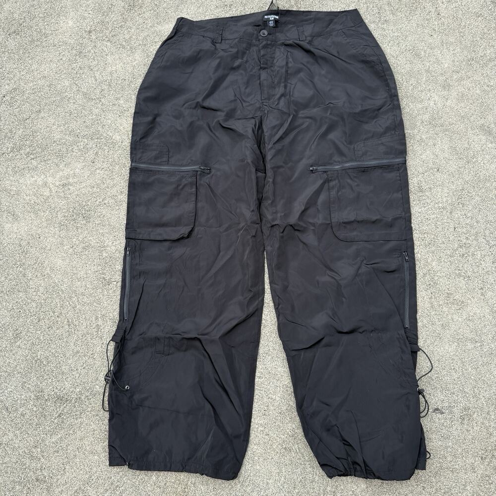 Prettylittlething Plus Pants Womens 18 Black Cargo Nylon Wide Leg